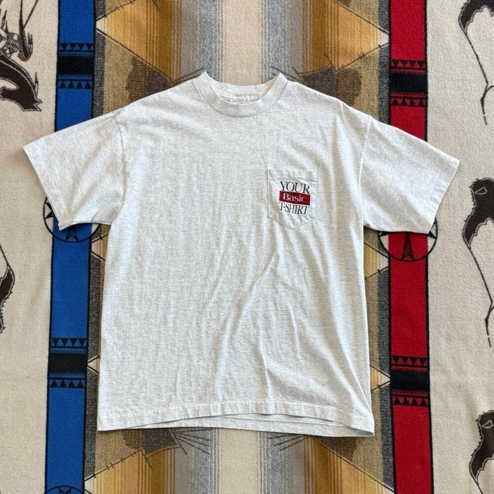 Vintage 90s Men’s Basic Cigarettes Promo Pocket T-Shirt Size XL Single Stitch